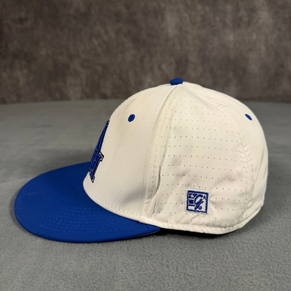The Game Pro Hampton University Pirates Fitted Hat 7 1/4 White Blue HBCU GP520